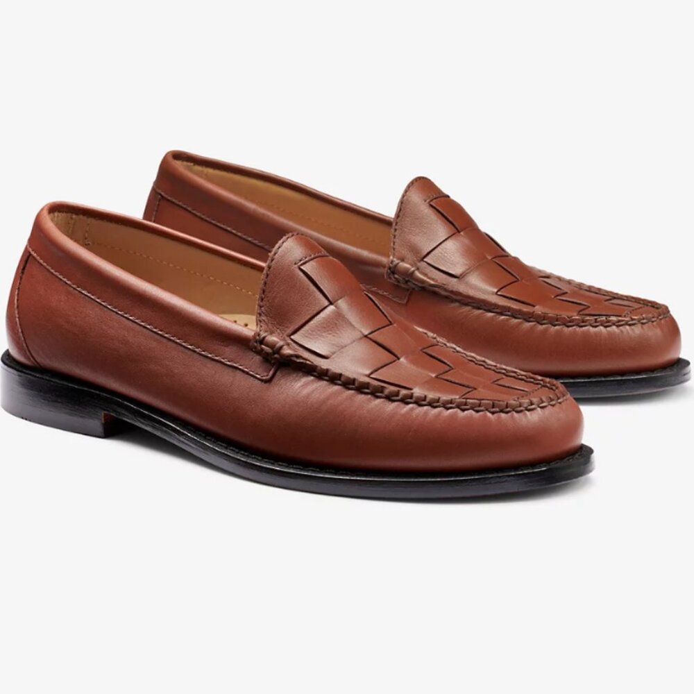 New in Box Bass Larson Woven Weejun Dark Tan 10.5